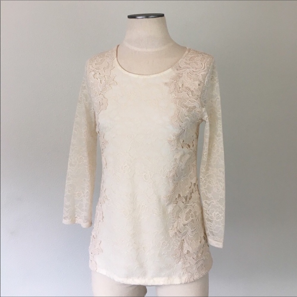 🎈SALE🎈Anthropologie Cream Lace Top